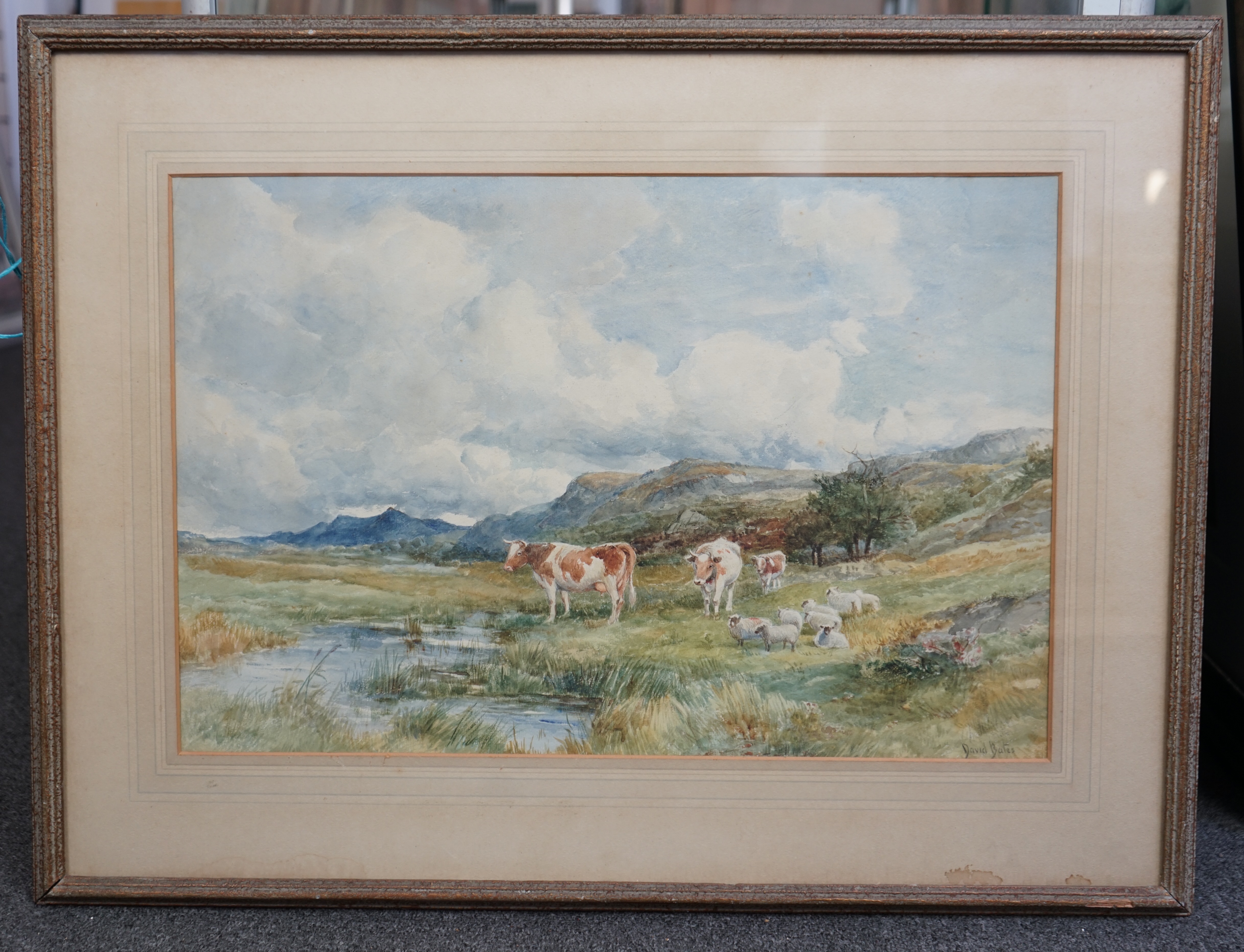 David Bates (British, 1840-1921), watercolour, 'Banks of The Wharf', signed, 34 x 52cm. Condition - fair